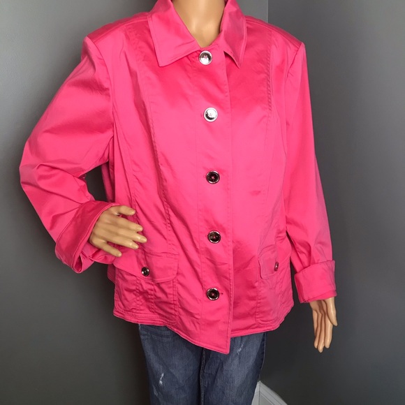 Jones New York Jackets & Blazers - Jones New York Woman’s Short Trench Coat Pink 2X